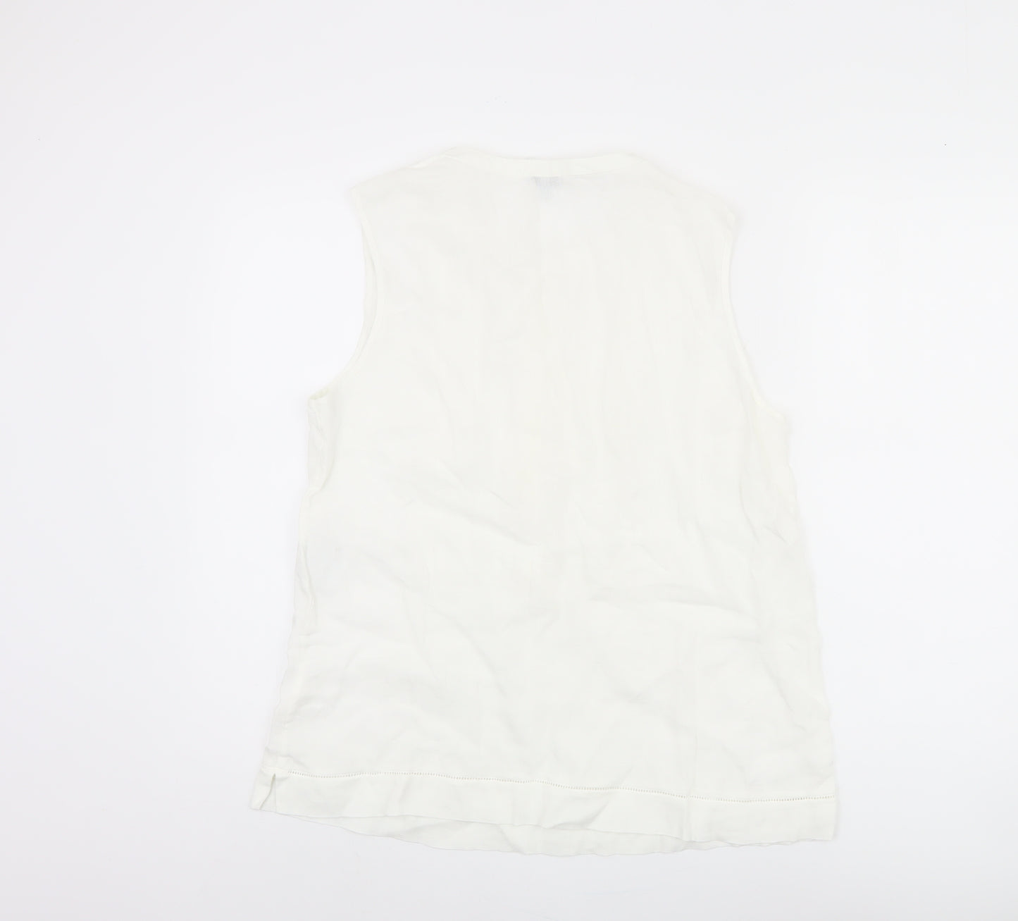 Jigsaw Women's White Linen Sleeveless Blouse Size 14