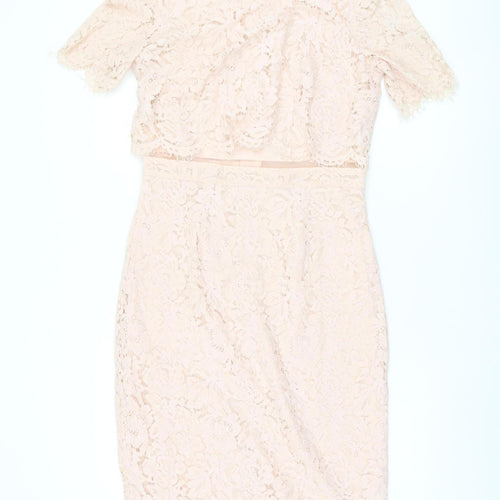 ASOS Women's Pink Lace Sheath Dress Size 12