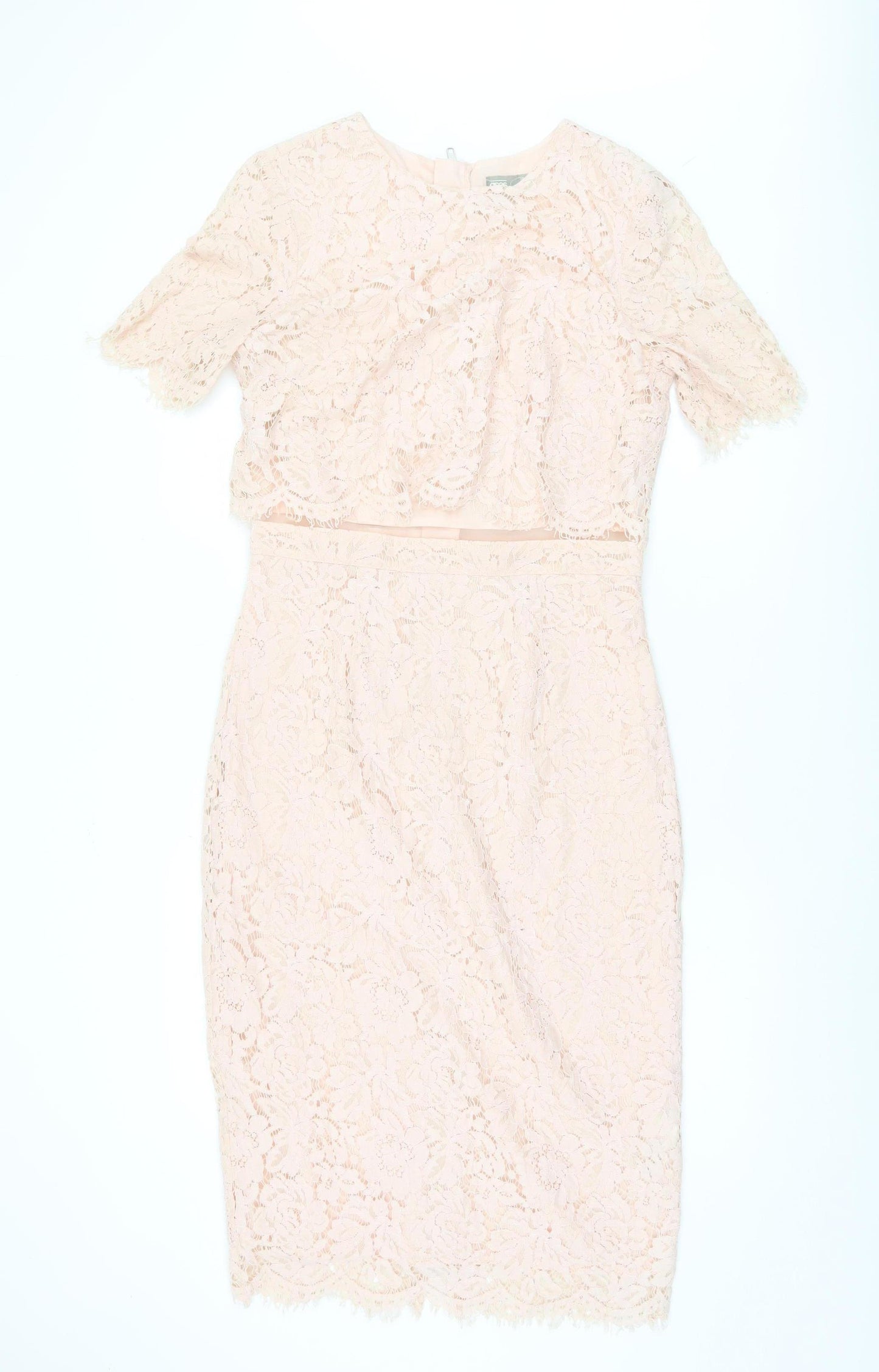 ASOS Women's Pink Lace Sheath Dress Size 12