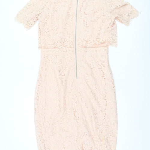 ASOS Women's Pink Lace Sheath Dress Size 12