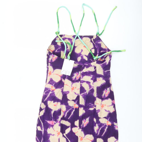 Zara Women's Purple Floral Slip Dress, S