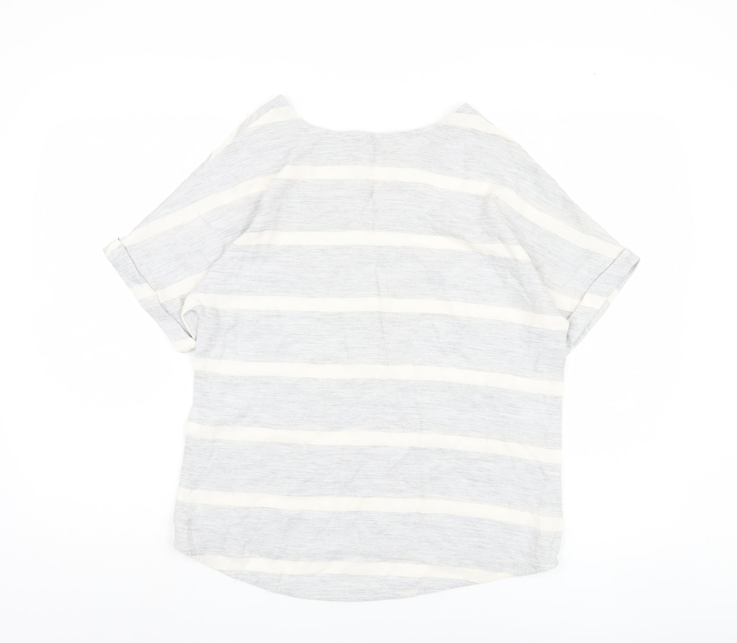Oasis Women Grey Striped T-Shirt Size 10
