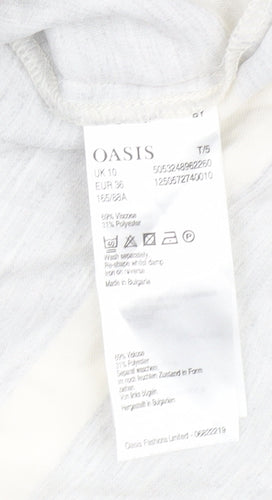 Oasis Women Grey Striped T-Shirt Size 10
