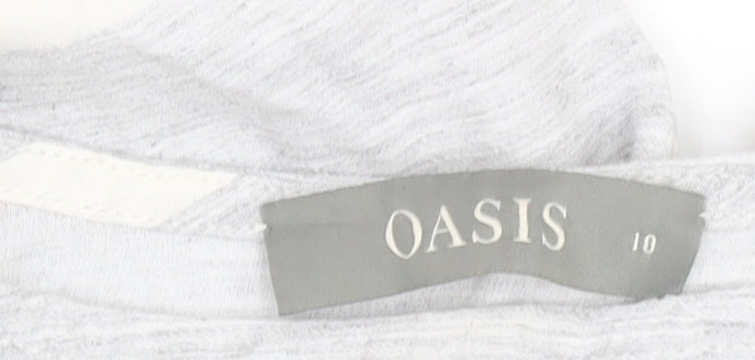 Oasis Women Grey Striped T-Shirt Size 10