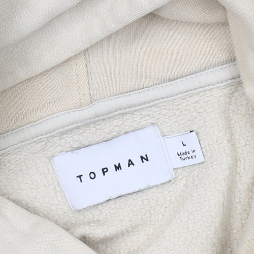 Topman Men’s Beige Graphic Print Hoodie L Pullover