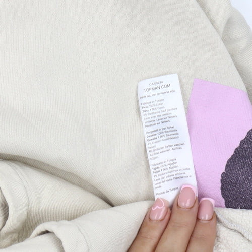 Topman Men’s Beige Graphic Print Hoodie L Pullover