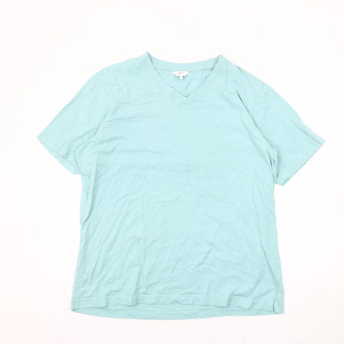 Cotton Traders Men's Blue V-Neck T-Shirt L