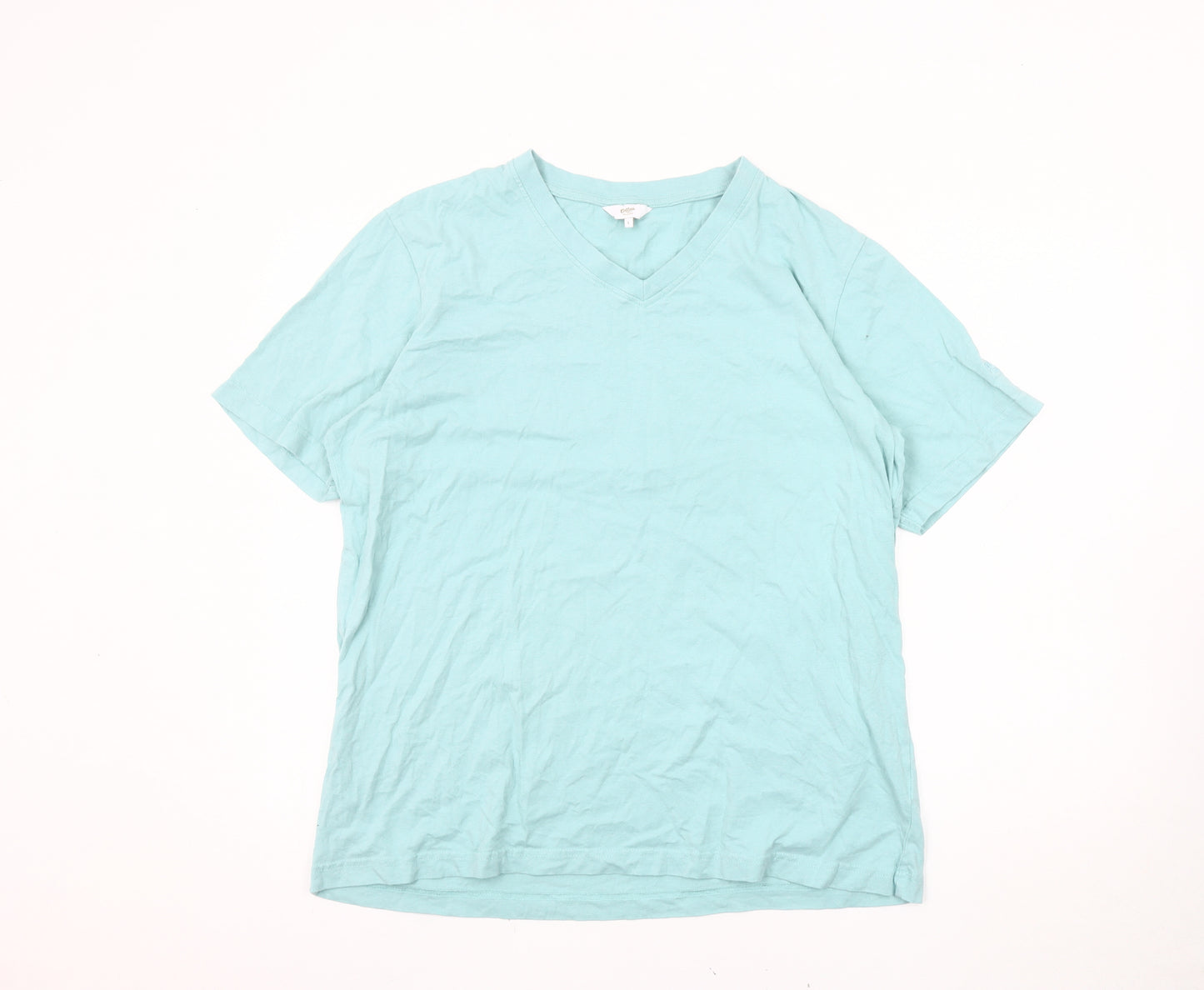 Cotton Traders Men's Blue V-Neck T-Shirt L