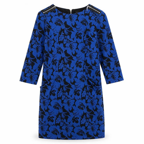 Wallis Women's Blue Floral Dress, Size 8, 3/4 Sleeve