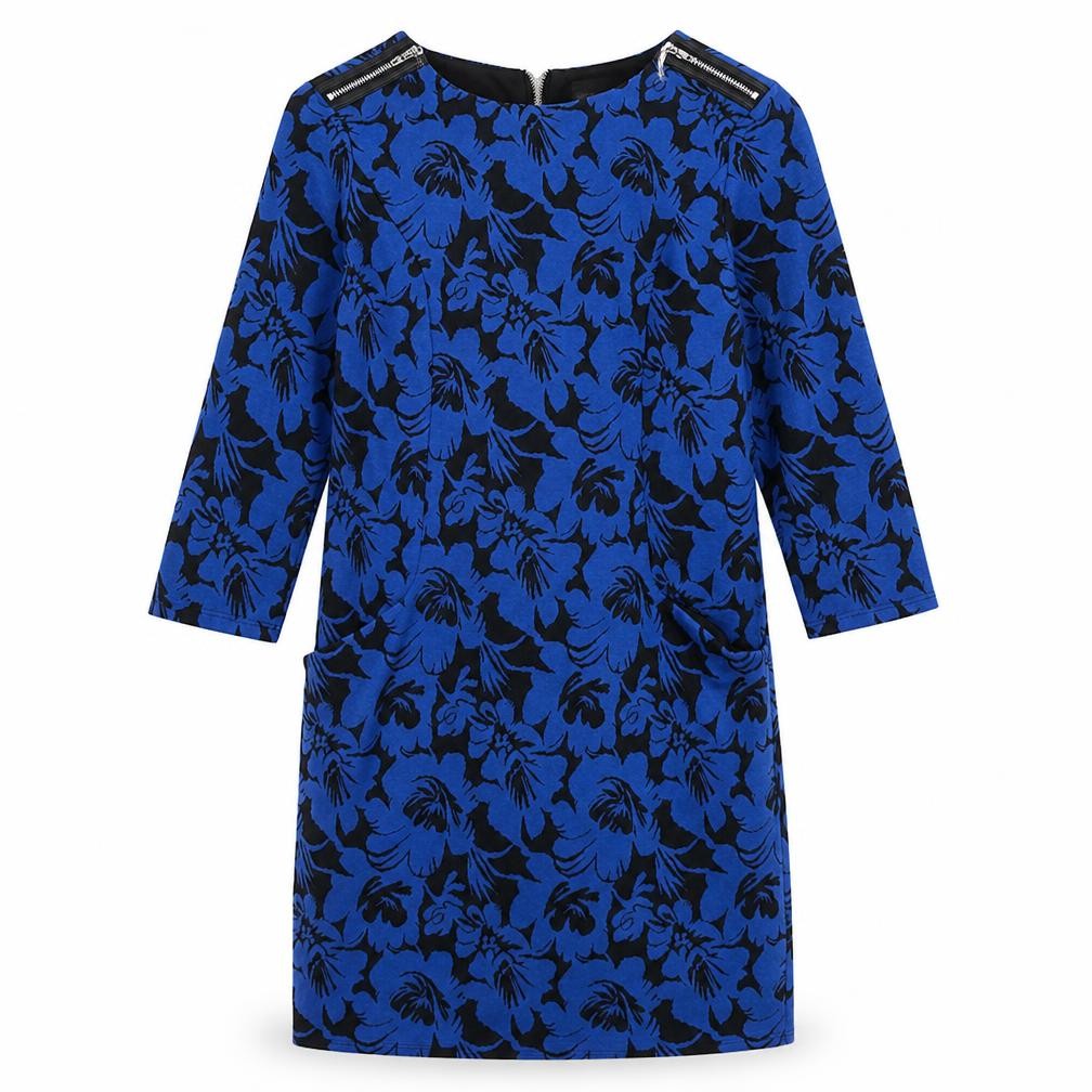 Wallis Women's Blue Floral Dress, Size 8, 3/4 Sleeve