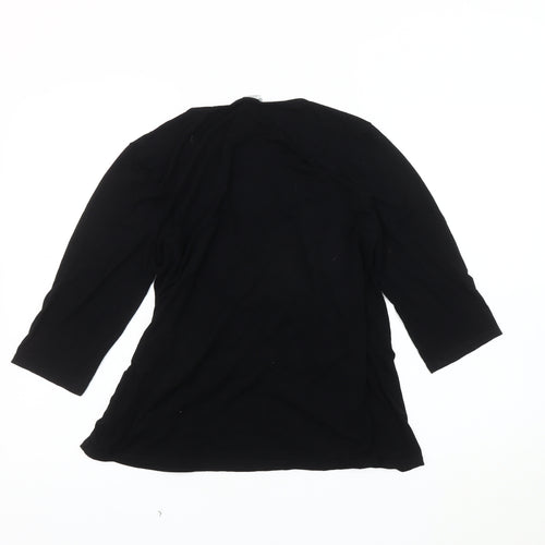 Wallis Women's Black Wrap Top, Size 16, 3/4 Sleeve, V-Neck