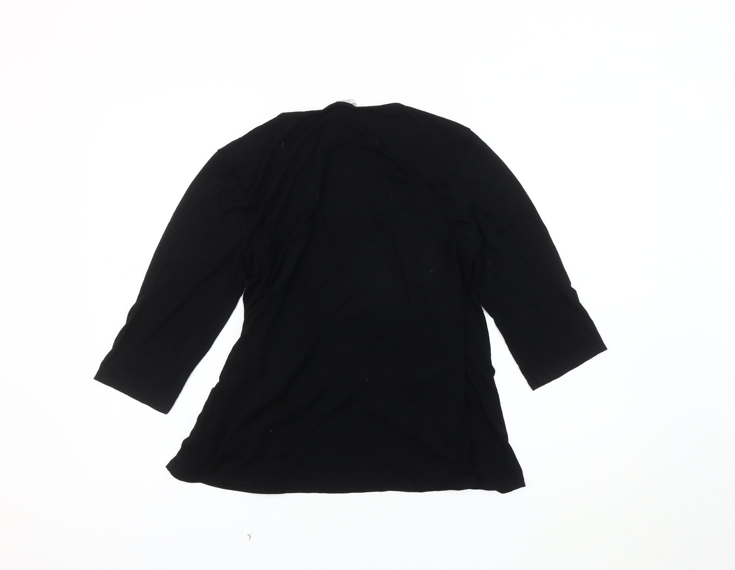 Wallis Women's Black Wrap Top, Size 16, 3/4 Sleeve, V-Neck