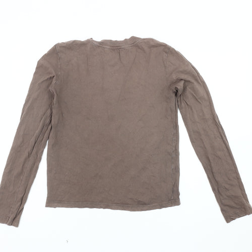 Zara Women's Brown Cotton Long Sleeve T-Shirt XS