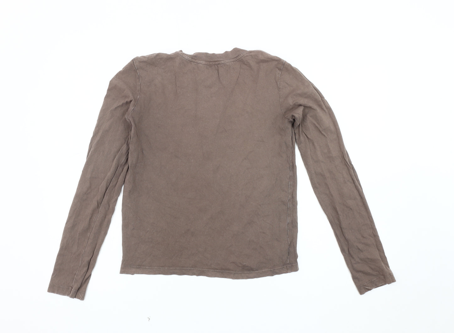 Zara Women's Brown Cotton Long Sleeve T-Shirt XS