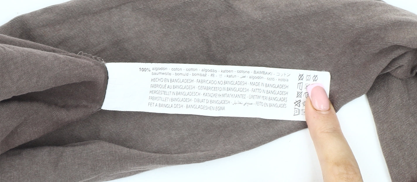 Zara Women's Brown Cotton Long Sleeve T-Shirt XS