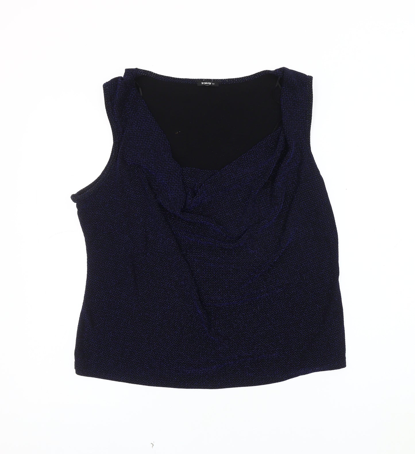 Roman Women's Blue Cowl Neck Tank Top Size 22