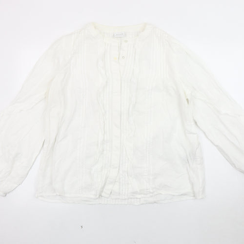 VILA Women's White Blouse - Size 16, Button Accent
