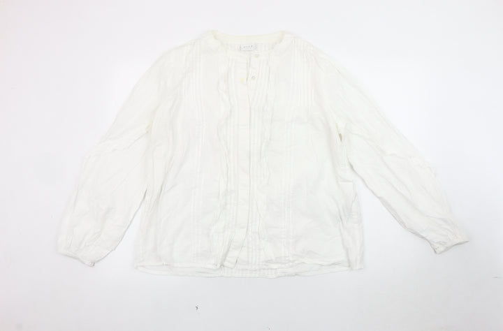 VILA Women's White Blouse - Size 16, Button Accent