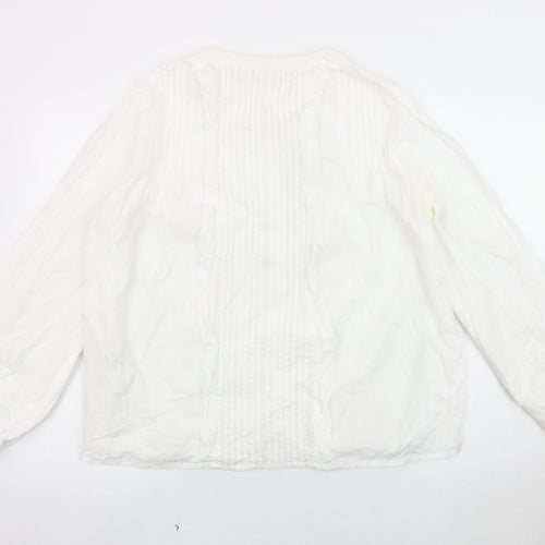 VILA Women's White Blouse - Size 16, Button Accent