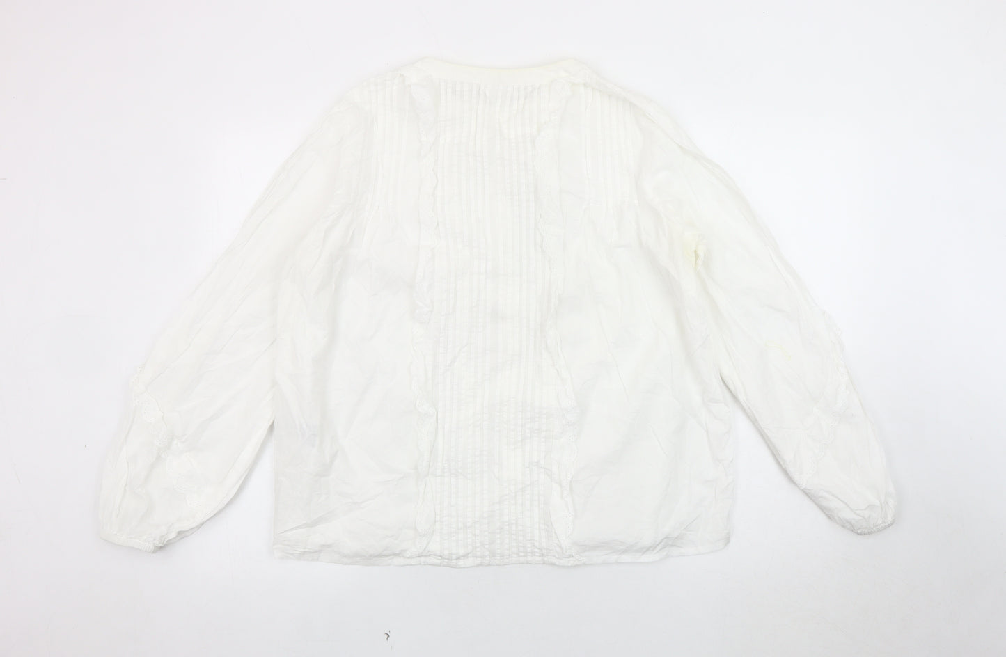 VILA Women's White Blouse - Size 16, Button Accent
