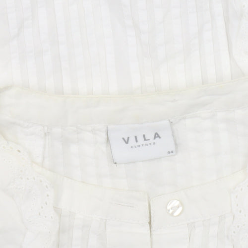 VILA Women's White Blouse - Size 16, Button Accent