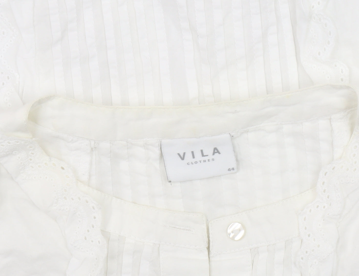 VILA Women's White Blouse - Size 16, Button Accent