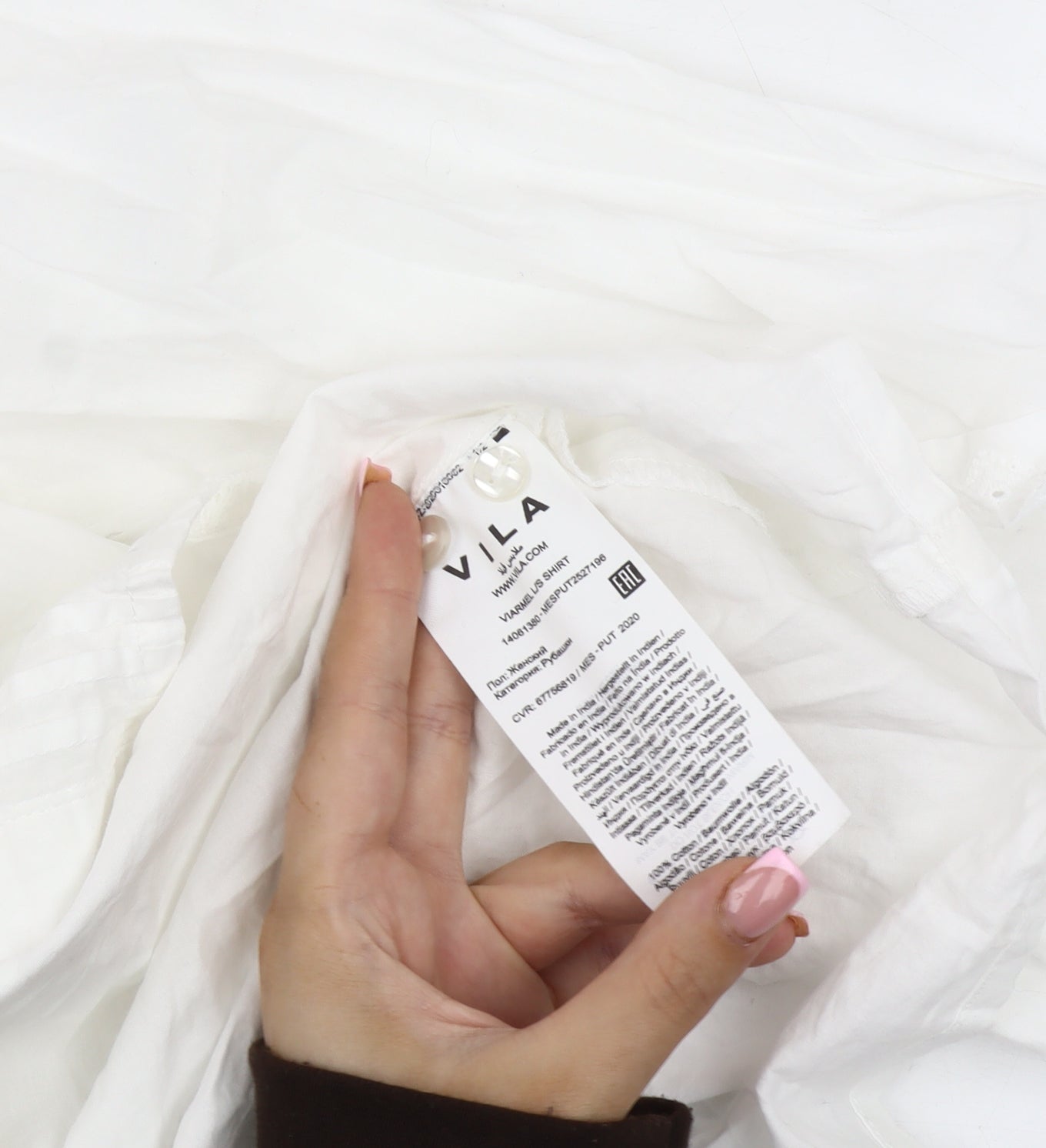 VILA Women's White Blouse - Size 16, Button Accent