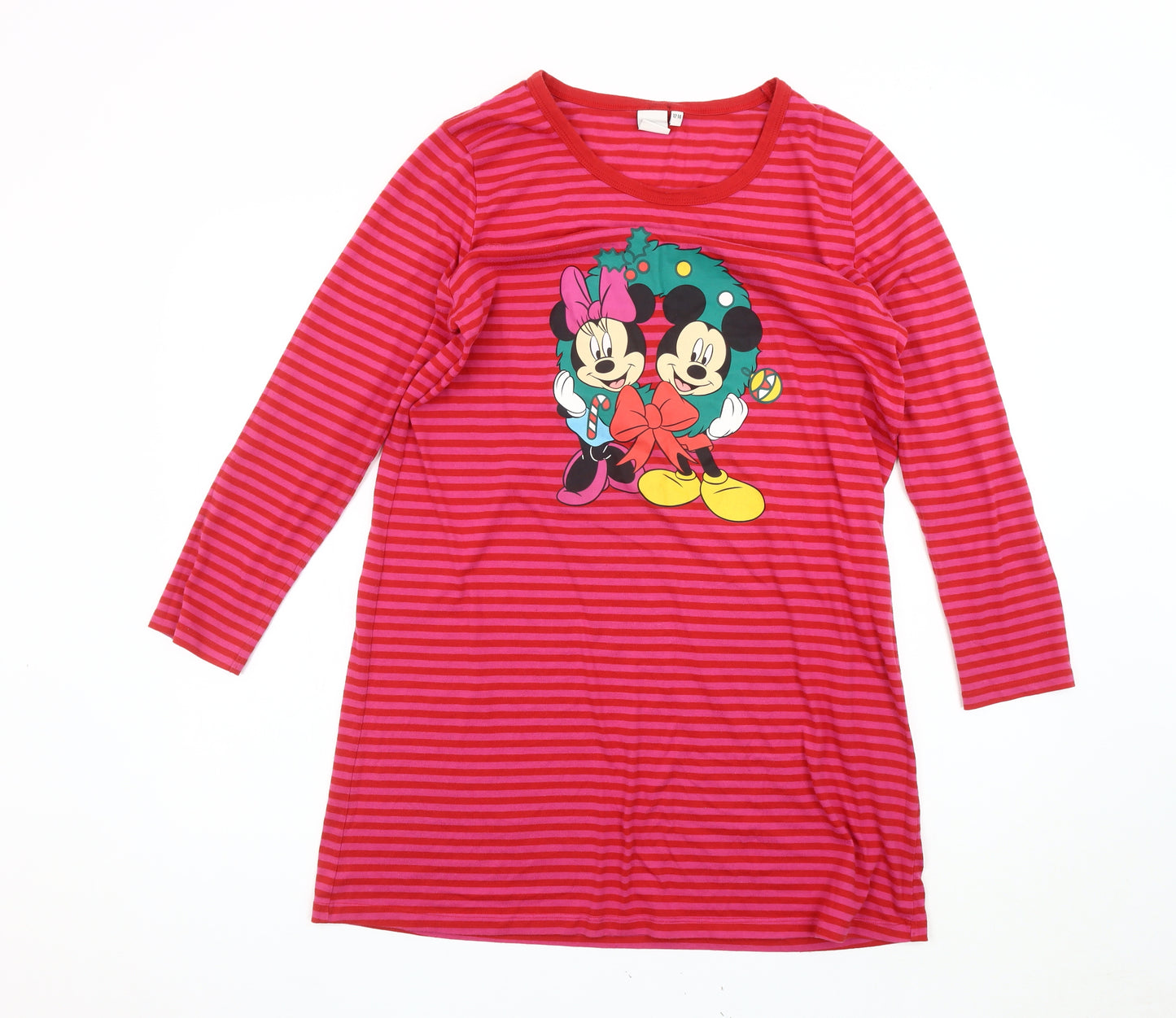 Disney Women's Red Striped Nightshirt Size 12-14