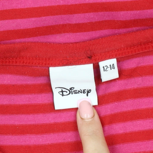 Disney Women's Red Striped Nightshirt Size 12-14