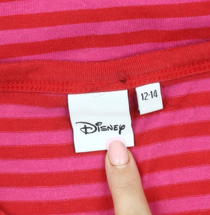 Disney Women's Red Striped Nightshirt Size 12-14