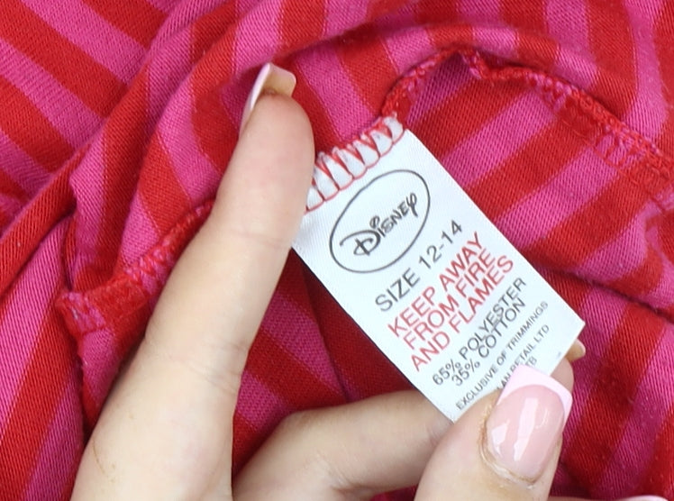 Disney Women's Red Striped Nightshirt Size 12-14