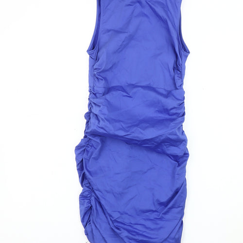 Zara Women's Blue Sleeveless Ruched Dress XS