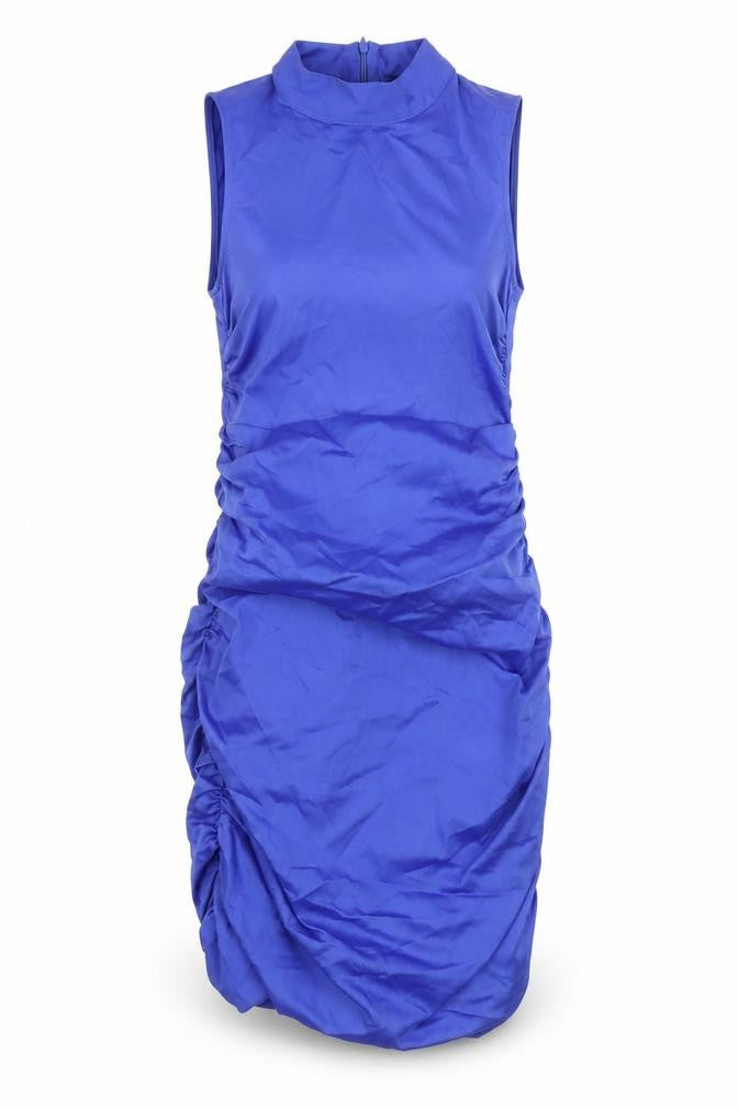 Zara Women's Blue Sleeveless Ruched Dress XS