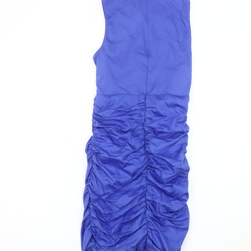 Zara Women's Blue Sleeveless Ruched Dress XS