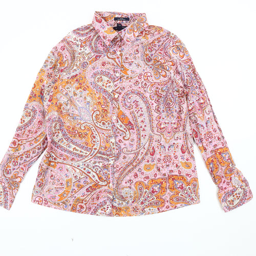 Lands' End Women's Multicoloured Paisley Button-Up, Size 16