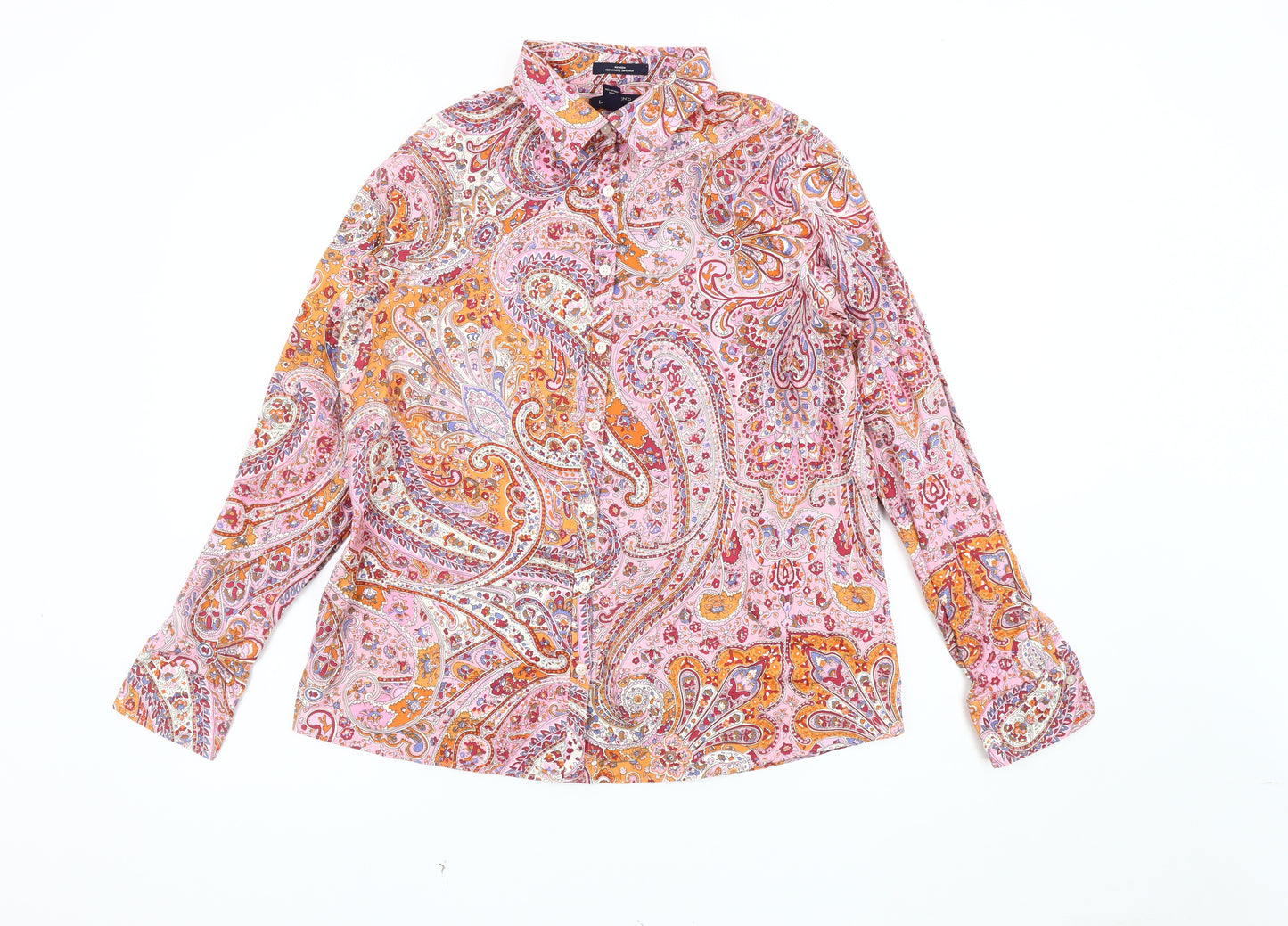 Lands' End Women's Multicoloured Paisley Button-Up, Size 16