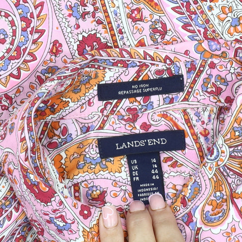 Lands' End Women's Multicoloured Paisley Button-Up, Size 16