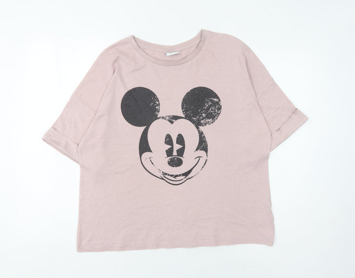 Disney Women's Pink Mickey Mouse T-Shirt, Size 16
