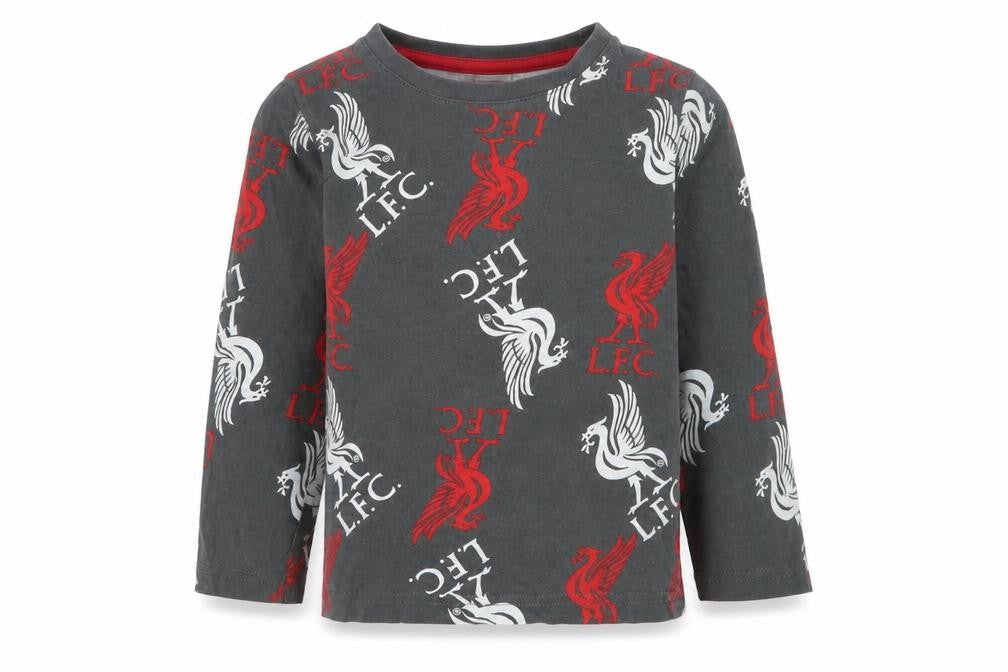 Front view of LFC boys’ grey long sleeve graphic t-shirt 3-4 years