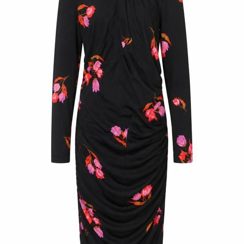 Zara Women's Black Floral Bodycon Midi Dress, M