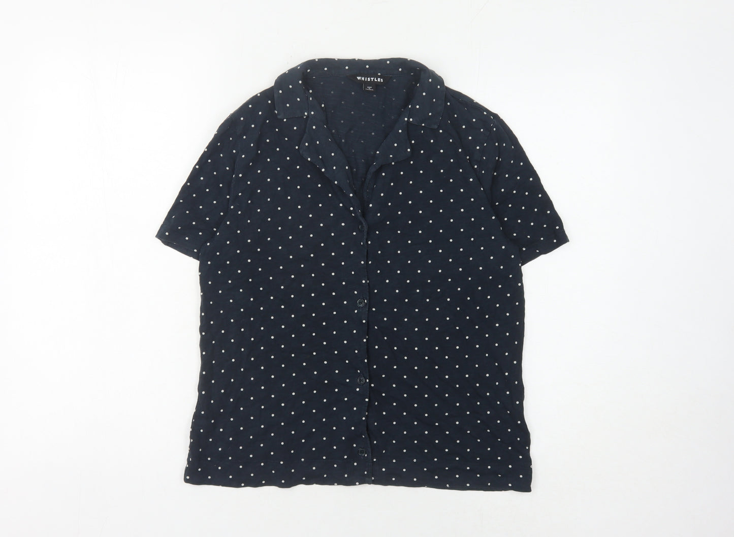 Whistles Women's Blue XS Button-Up Polka Dot Shirt