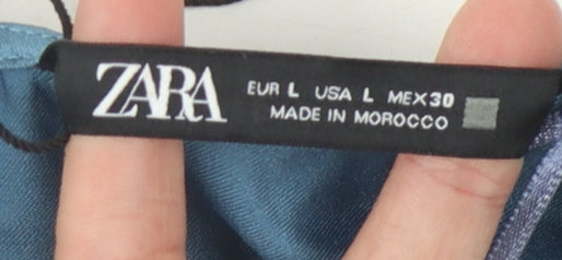 Zara Women's Blue Long Sleeve Satin Playsuit L