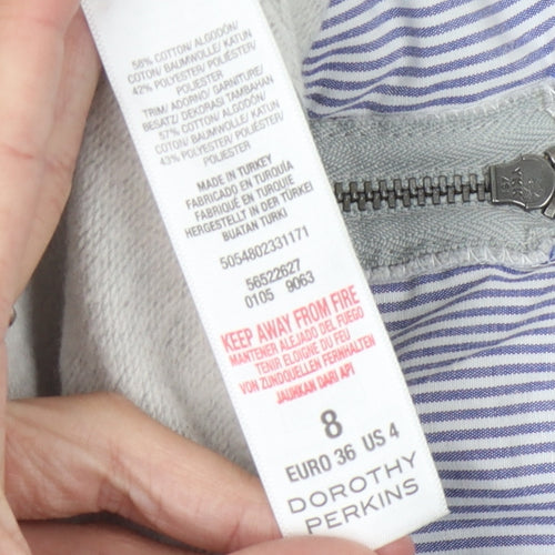 Dorothy Perkins Women's Grey Pullover Sweatshirt - Size 8