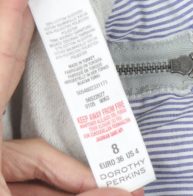 Dorothy Perkins Women's Grey Pullover Sweatshirt - Size 8