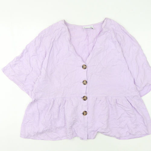 ASOS Design Women's Purple Button V-Neck Top