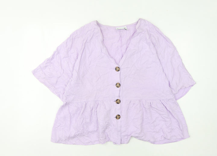 ASOS Design Women's Purple Button V-Neck Top