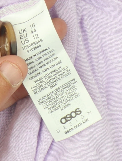 ASOS Design Women's Purple Button V-Neck Top