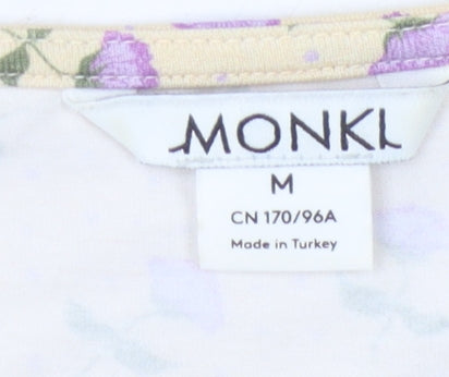 Monki Women's Beige Cropped Floral Top, Size M