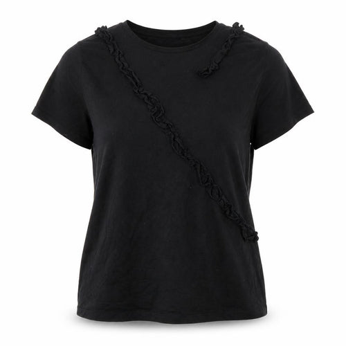 V by Very Women's Black T-Shirt Size 16 Casual Ruffle