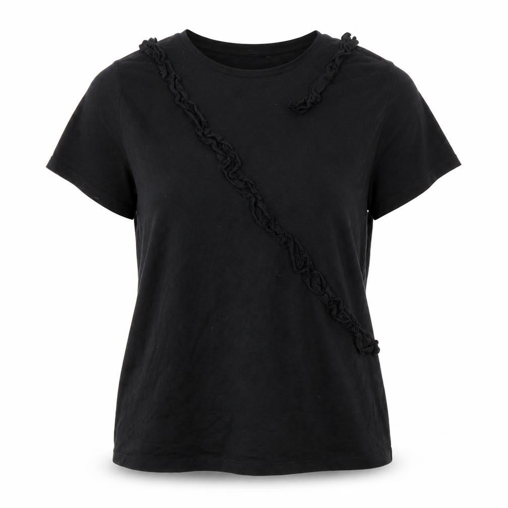 V by Very Women's Black T-Shirt Size 16 Casual Ruffle